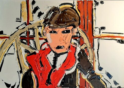 L'écharpe rouge by Benoit Andre, Painting for Sale on Select