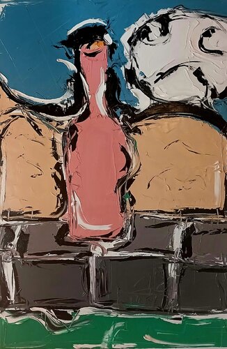La bouteille de rosé by Benoit Andre, Painting for Sale on Select