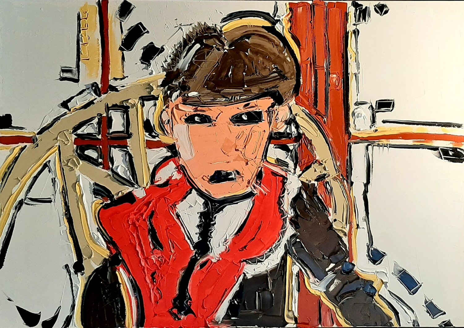 L'écharpe rouge Benoit Andre Original painting for sale