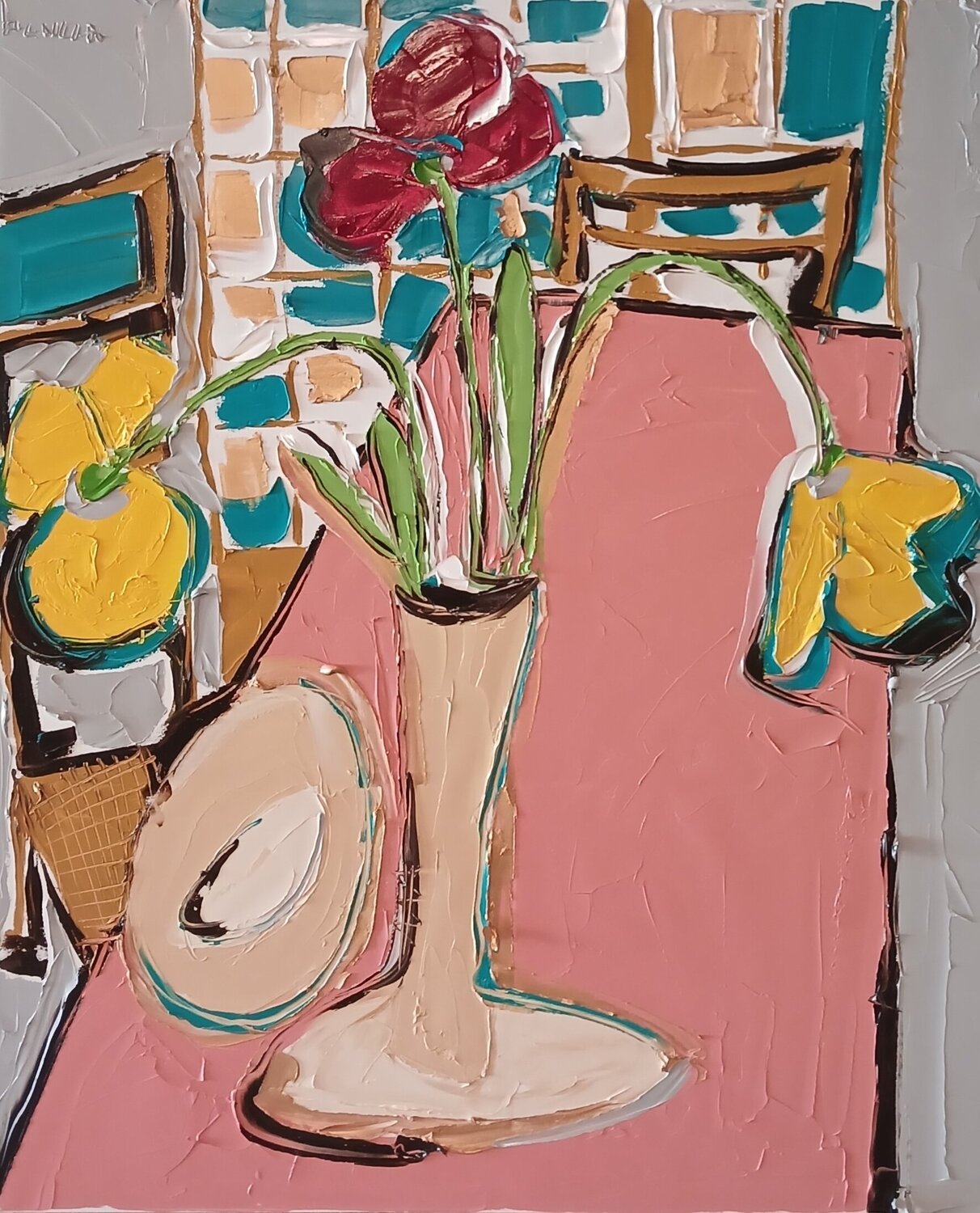 Les tulipes Benoit Andre Original painting for sale