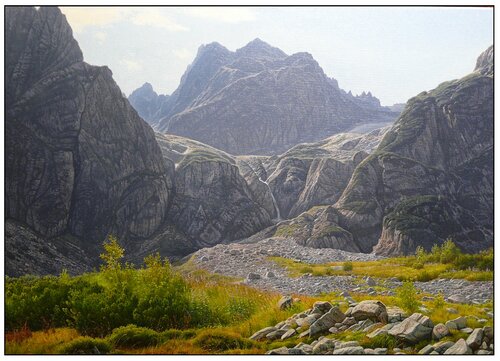 Rocky moraine above the Mountain Green lake by Emil Mlynárčik, Painting for Sale on Select