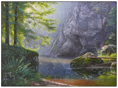 Mystic forest - well-being in Hornád breakthrough by Emil Mlynárčik, Painting for Sale on Select