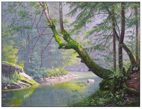 In the green Paradise by Emil Mlynárčik, Painting for Sale on Select