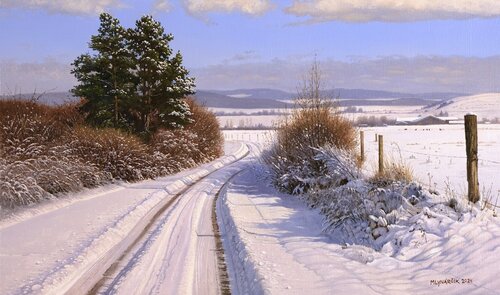 The morning after the first snowfall by Emil Mlynárčik, Painting for Sale on Select
