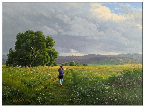 Early evening walk by Emil Mlynárčik, Painting for Sale on Select