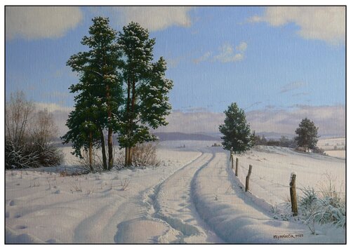 Scar in the snow by Emil Mlynárčik, Painting for Sale on Select