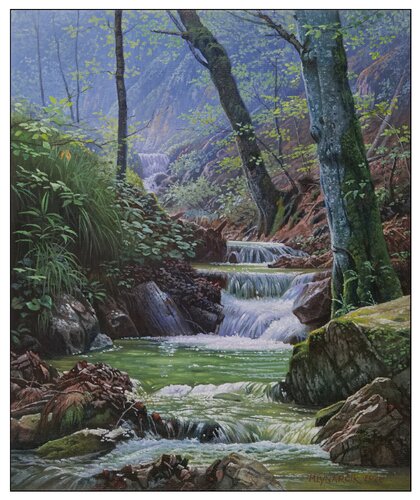 Mountain stream von Emil Mlynárčik, Malerei kaufen auf Select