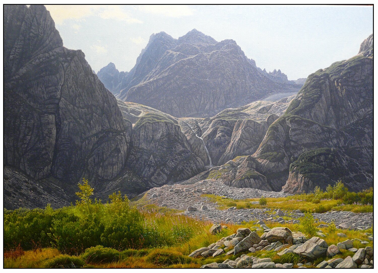 Rocky moraine above the Mountain Green lake Emil Mlynárčik Original painting for sale