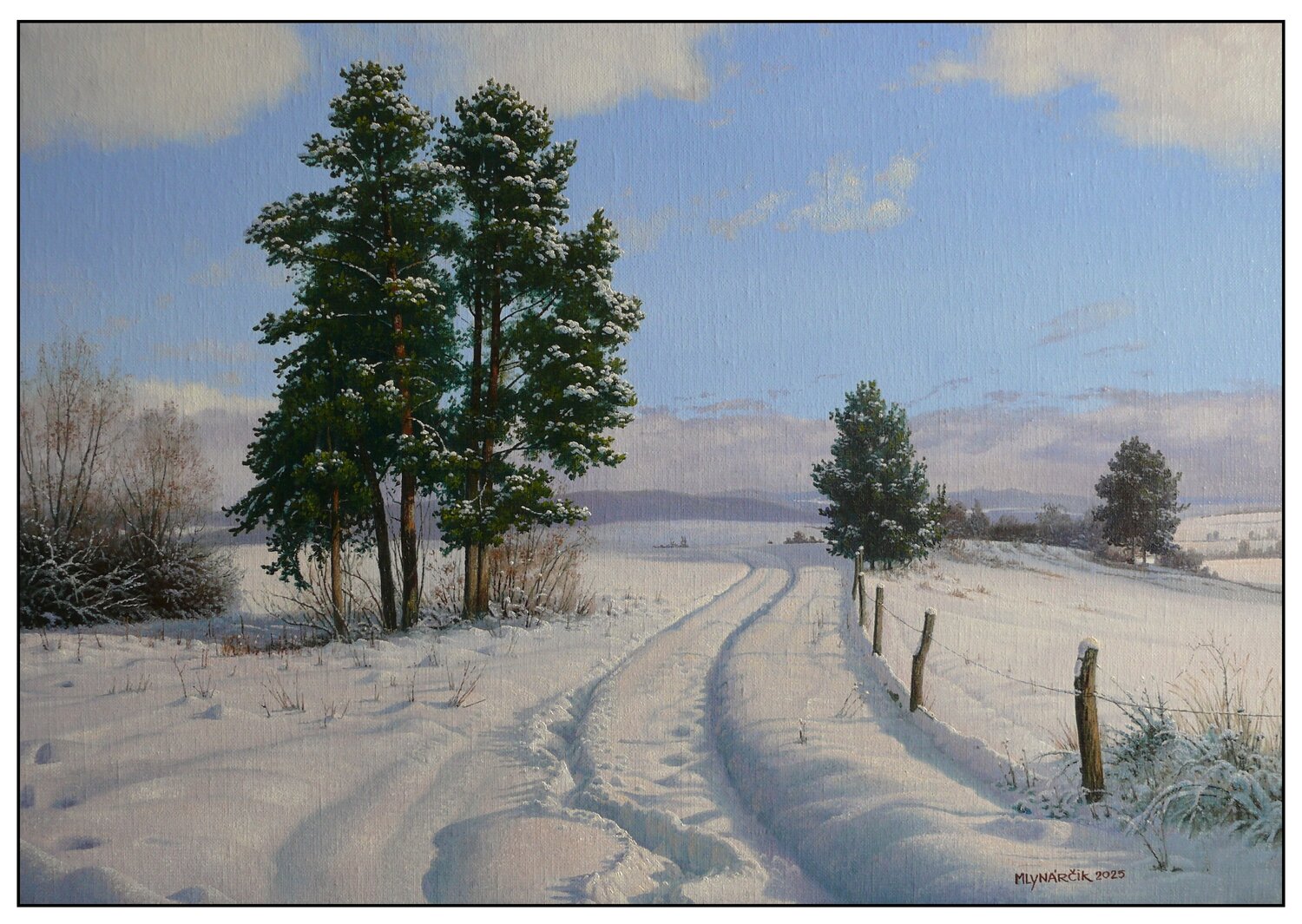 Scar in the snow Emil Mlynárčik Original painting for sale