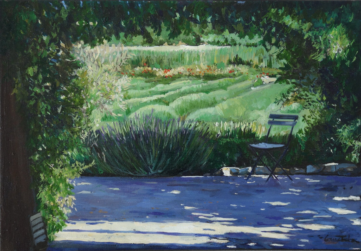 La chaise à l'ombre JEAN PAUL COURCHIA Original painting for sale