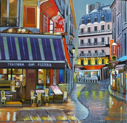 nuit parisienne by Jean-Michel Yon, Painting for Sale on Select