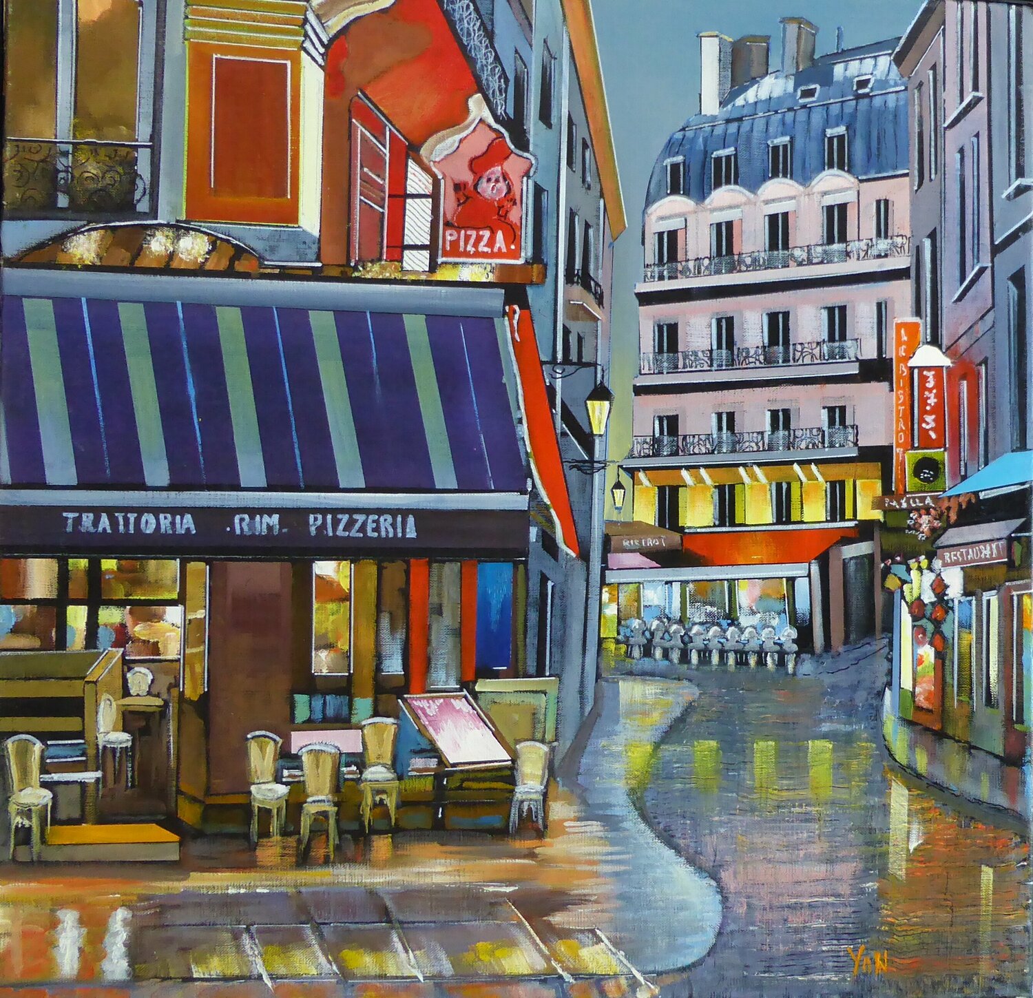 nuit parisienne Jean-Michel Yon Original painting for sale