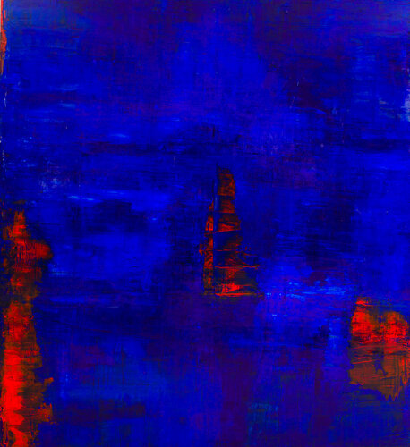 XXI -Reflection Red on Blue- no5/ 2021 by Catherine Timotei, Painting for Sale on Select