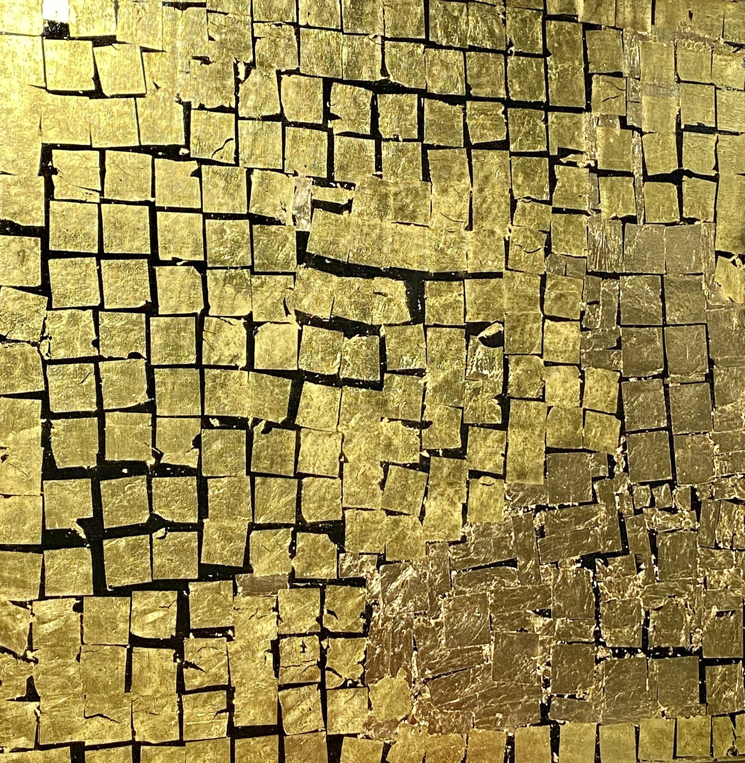 XXI- Egoli on black / 2020 , 22 Karat Gold leaves on black oil paint, on canvas Catherine Timotei Original painting for sale