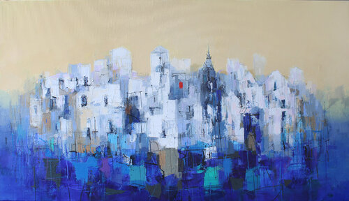 In der Stille des Blaus by Plamen Bibeschkov, Painting for Sale on Select