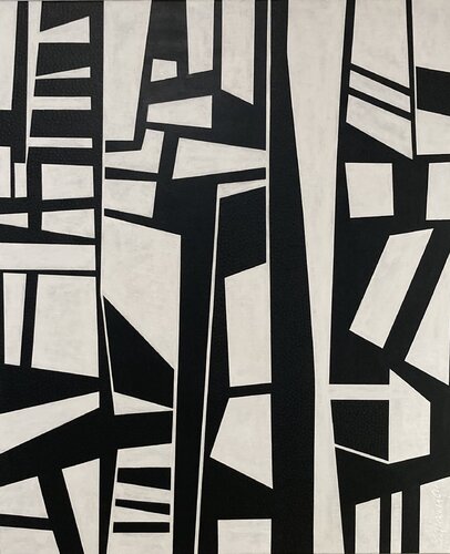 Parts of a whole (black and white) by Sylvie Hamou, Painting for Sale on Select