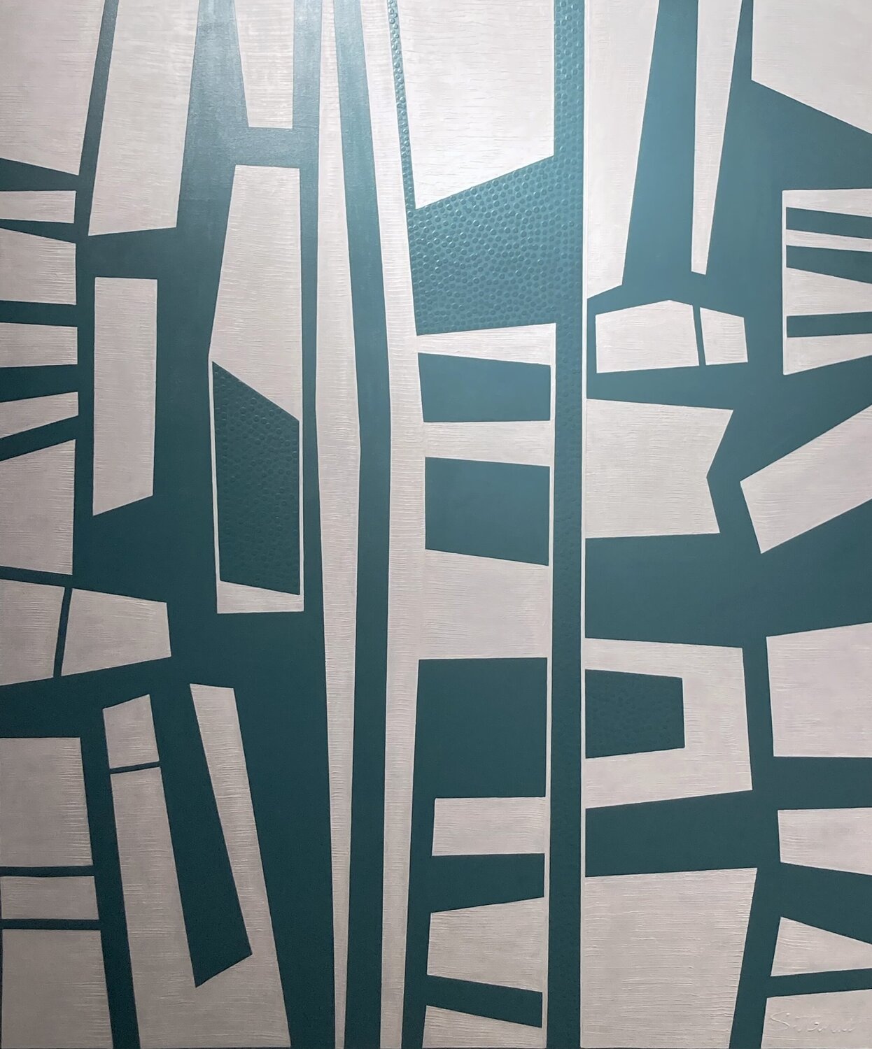 Parts of a whole (green and white) Sylvie Hamou Original painting for sale