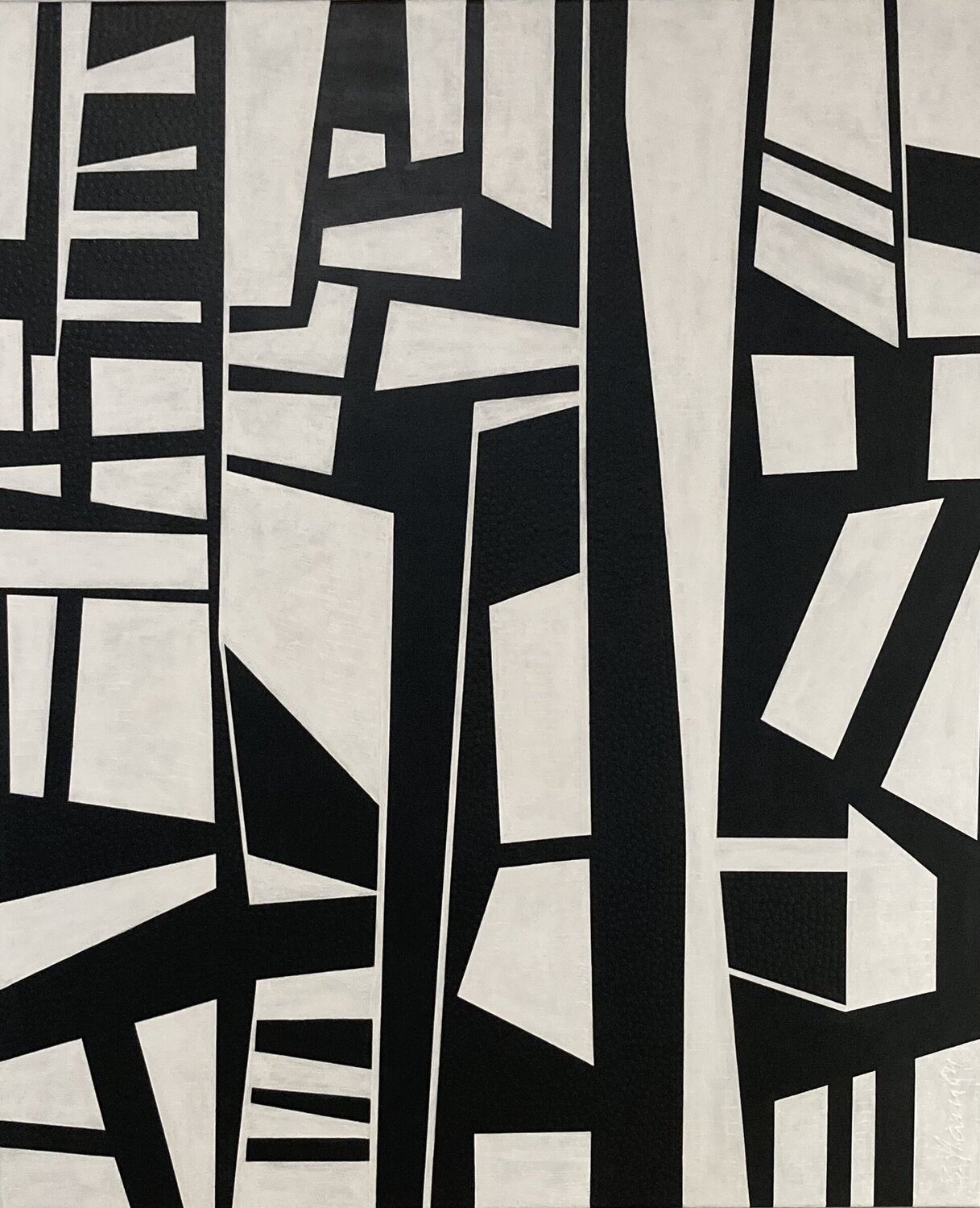 Parts of a whole (black and white) Sylvie Hamou Original painting for sale