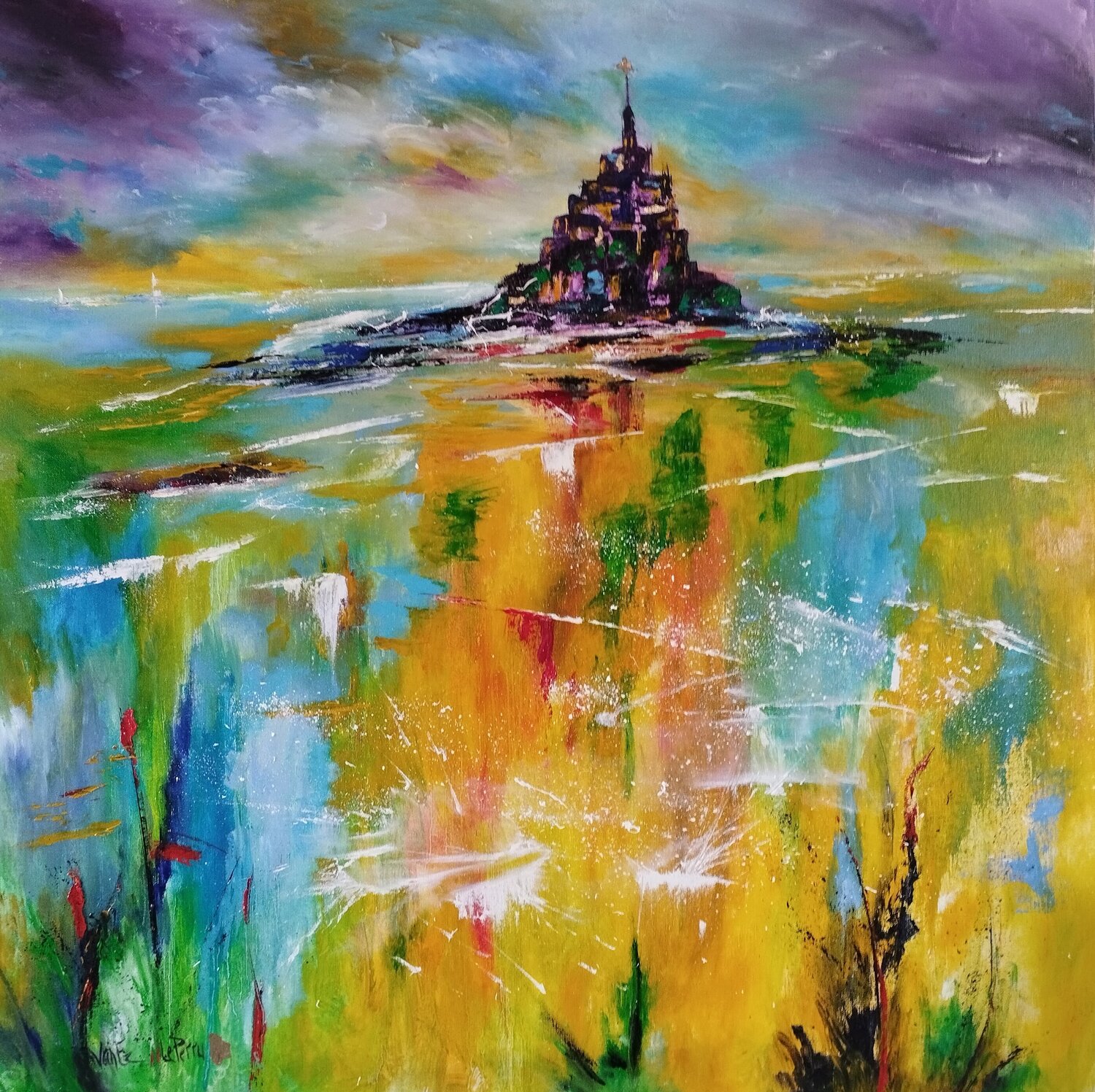 D'Or et de Lumière Beatrice Van Ez-Le Perru Original painting for sale