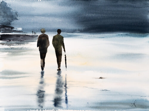 ***Shorewalk II*** by Yuriy Kraft, Work on Paper for Sale on Select