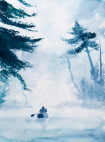 ***Lake in the morning*** by Yuriy Kraft, Work on Paper for Sale on Select