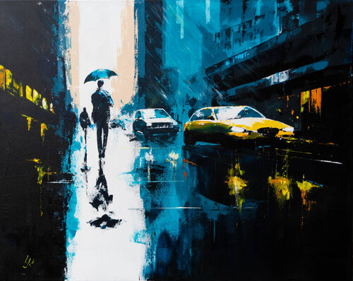 "Rainy Rush Hour" by Yuriy Kraft, Painting for Sale on Select