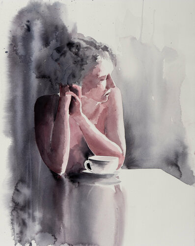 Kaffeepause by Yuriy Kraft, Work on Paper for Sale on Select