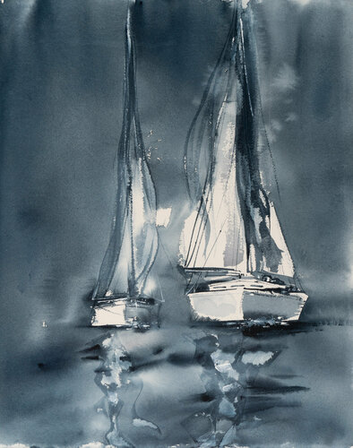 Sailboats by Yuriy Kraft, Work on Paper for Sale on Select