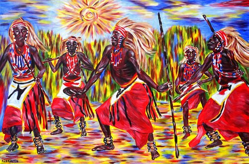 Der Kriegstanz der Watussi by Mirek Kuzniar, Painting for Sale on Select