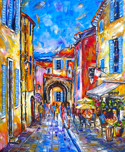Die Gassen von Saint-Tropez by Mirek Kuzniar, Painting for Sale on Select