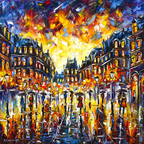 Stadt im Abendregen by Mirek Kuzniar, Painting for Sale on Select