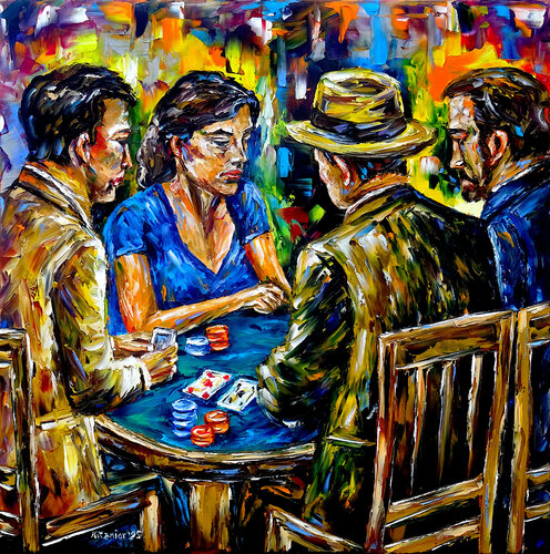 Am Pokertisch by Mirek Kuzniar, Painting for Sale on Select