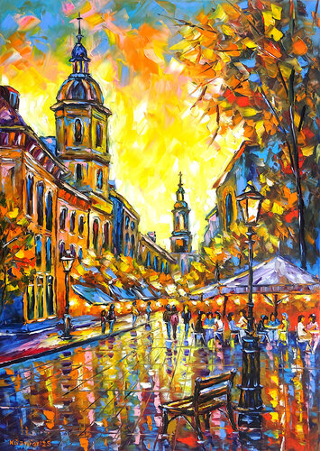 Stadt im Abendlicht by Mirek Kuzniar, Painting for Sale on Select