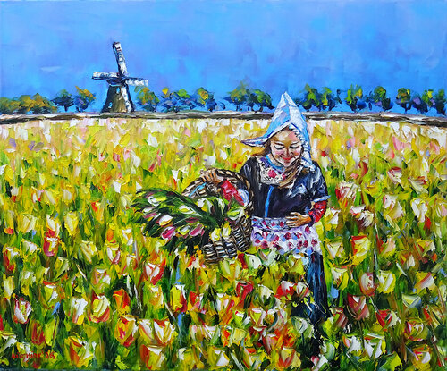 Tulpenmädchen by Mirek Kuzniar, Painting for Sale on Select