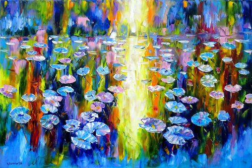 Seerosenteich Impression by Mirek Kuzniar, Painting for Sale on Select