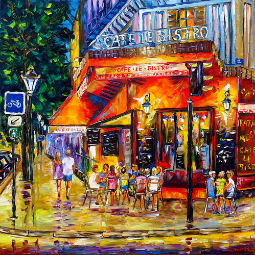 Sommerabend in Paris by Mirek Kuzniar, Painting for Sale on Select