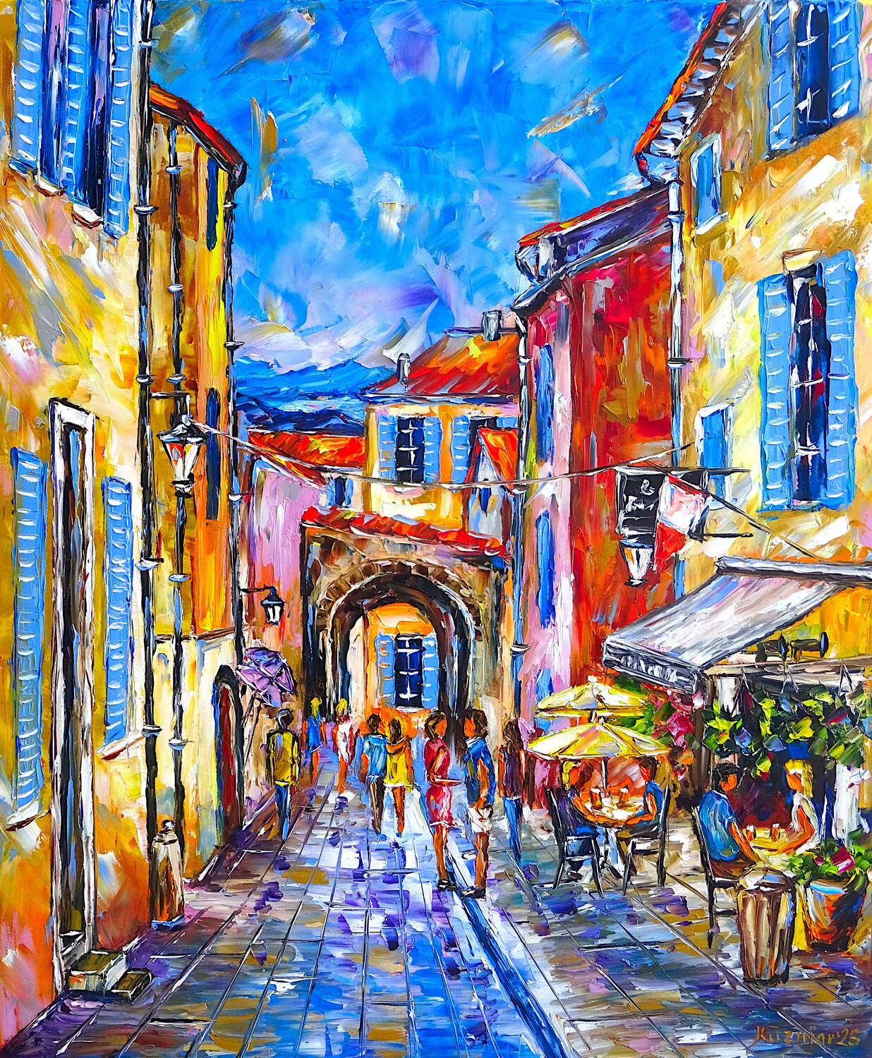 Die Gassen von Saint-Tropez Mirek Kuzniar Original painting for sale