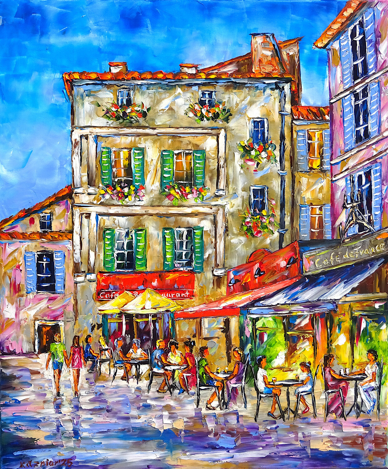 Straßencafé in Arles Mirek Kuzniar Original painting for sale