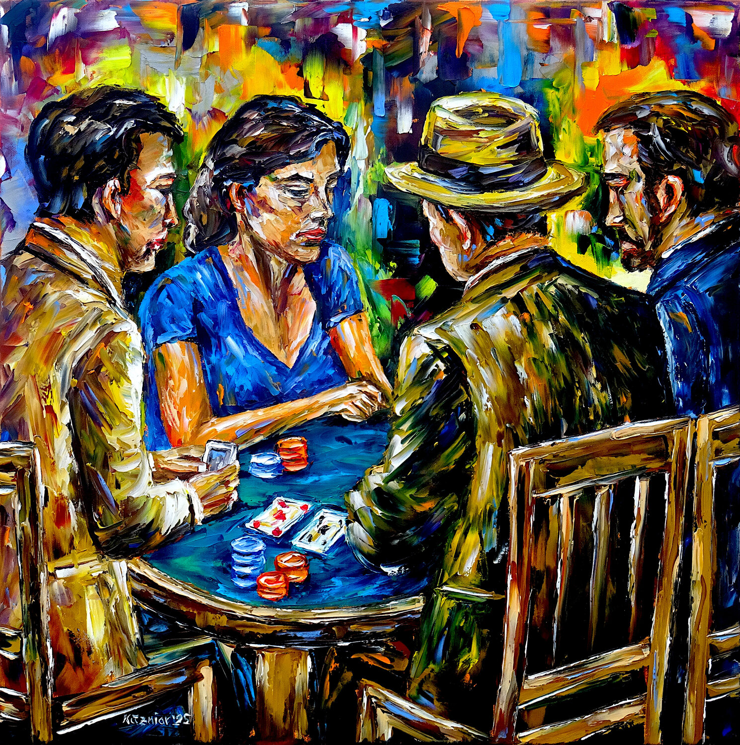 Am Pokertisch Mirek Kuzniar Original painting for sale