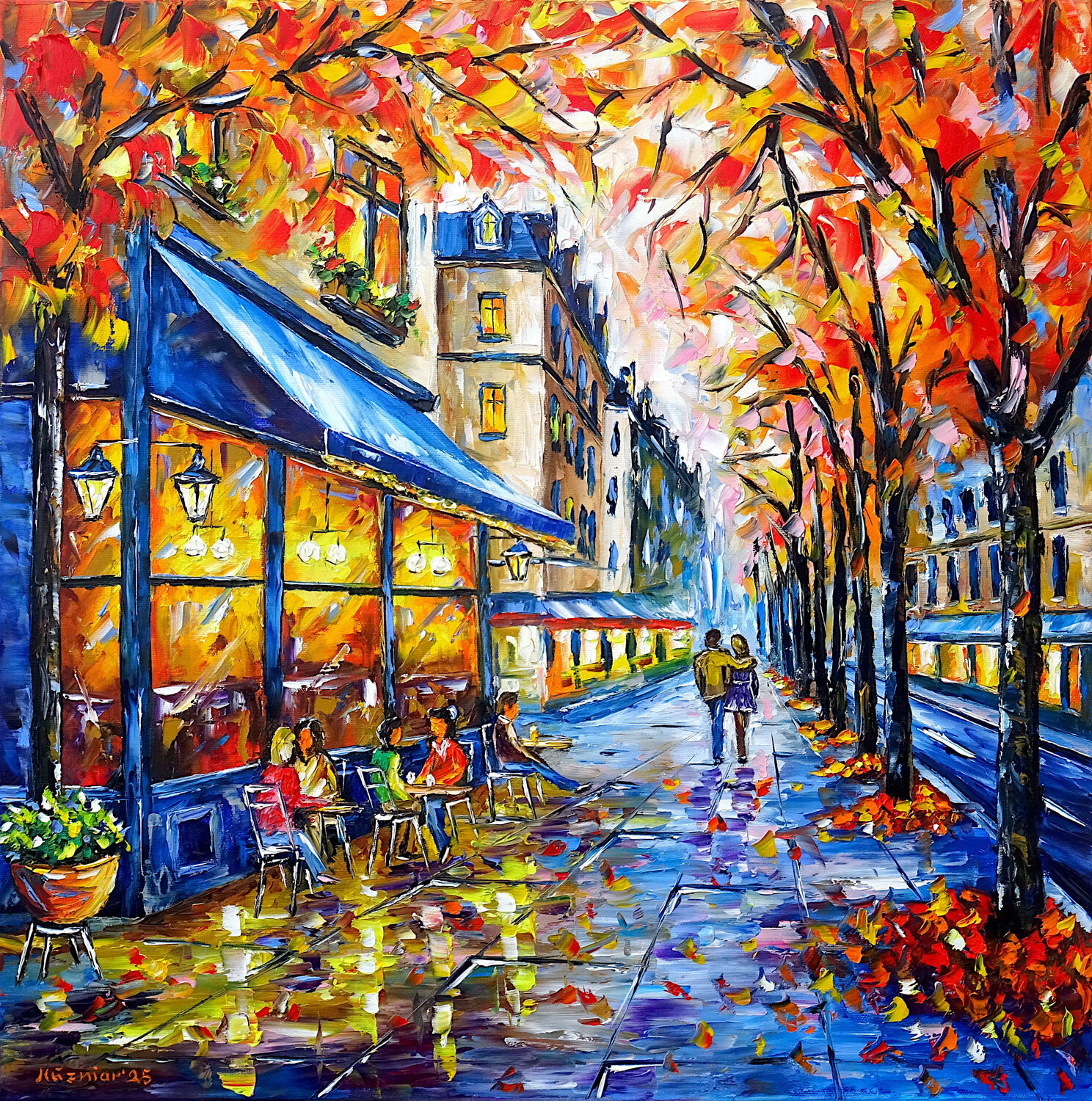 In den Herbststraßen der Stadt Mirek Kuzniar Original painting for sale