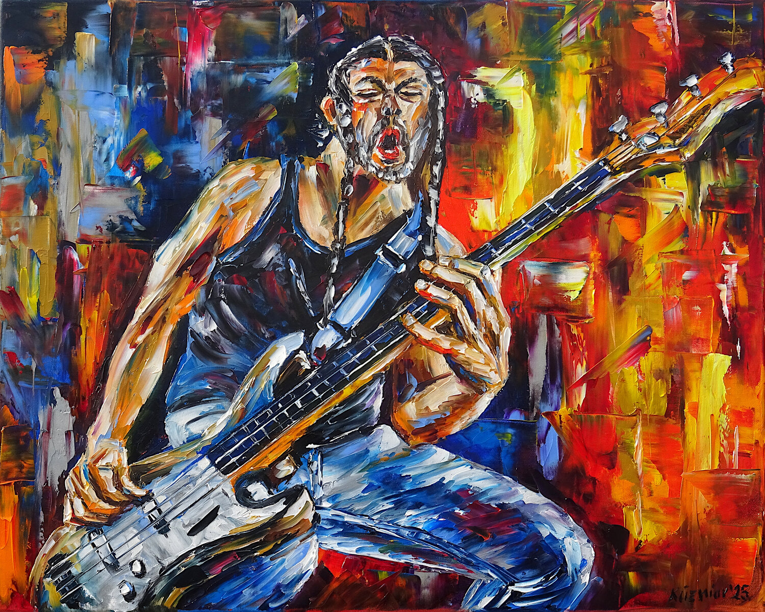 Der Bassist Mirek Kuzniar Original painting for sale