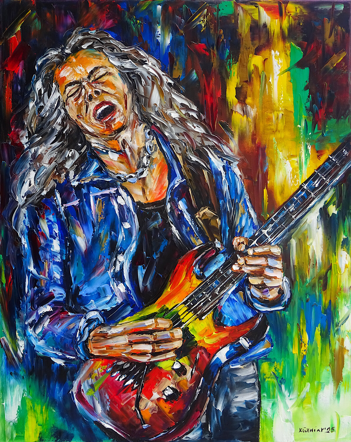 Der Gitarrist Mirek Kuzniar Original painting for sale