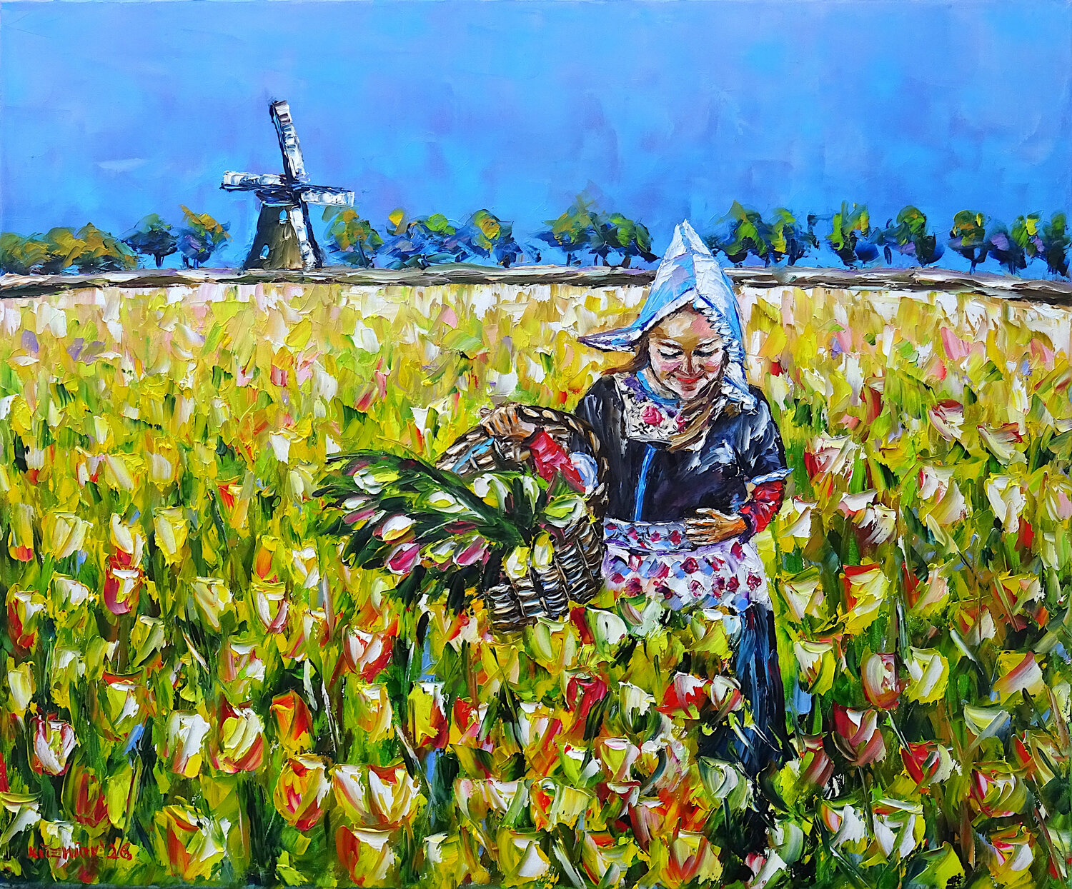 Tulpenmädchen Mirek Kuzniar Original painting for sale