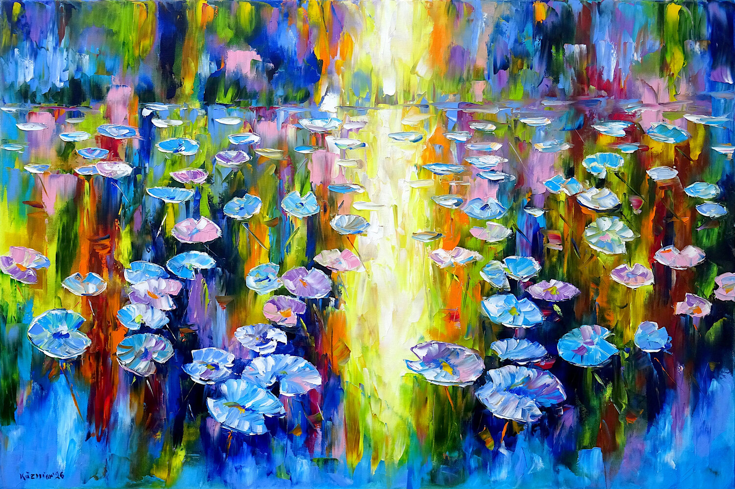 Seerosenteich Impression Mirek Kuzniar Original painting for sale