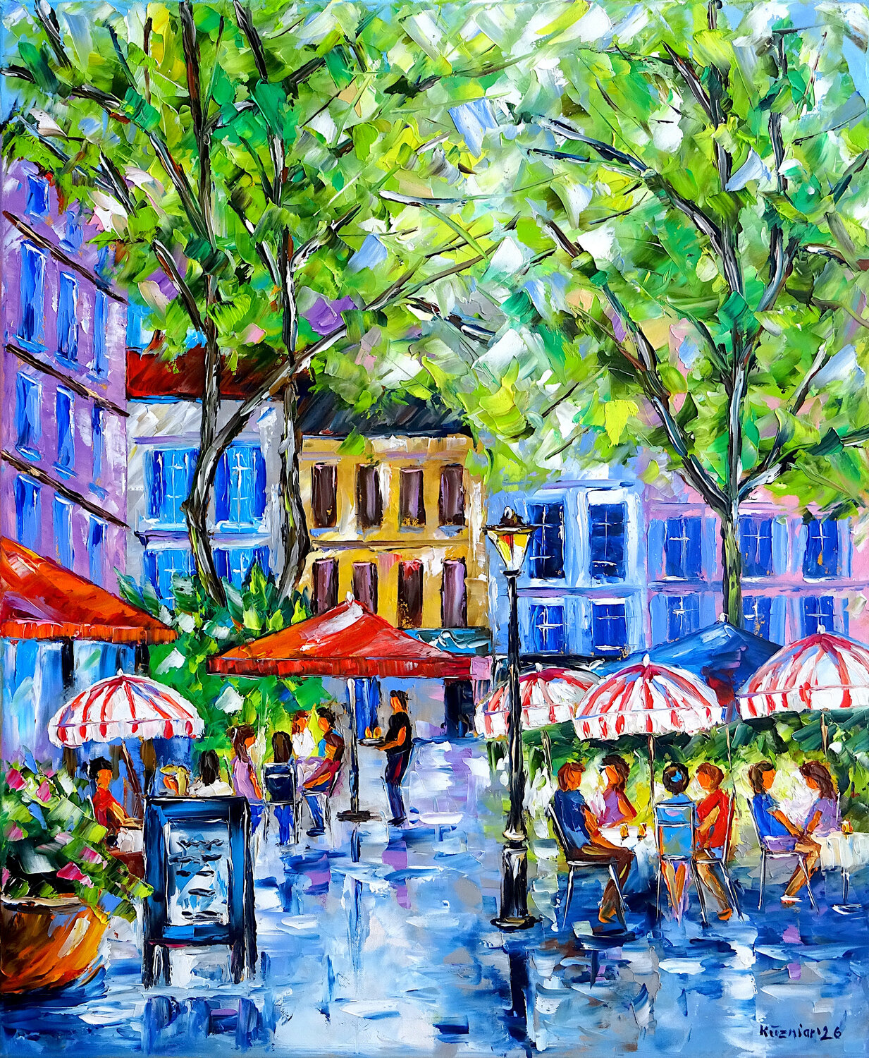 In einem Pariser Straßencafé Mirek Kuzniar Original painting for sale