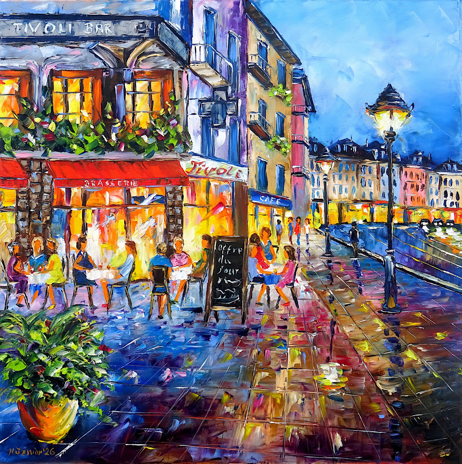 Am Abend in Nizza Mirek Kuzniar Original painting for sale