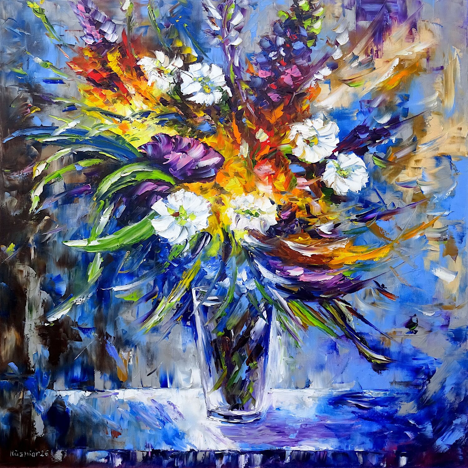 Blumen der Nacht Mirek Kuzniar Original painting for sale