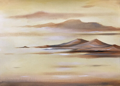 Awakening of Light - abstract minimalist beige landscape painting by Dmitry King, Painting for Sale on Select