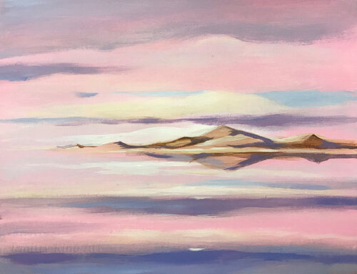 Light Insight - Large Abstract Pink Landscape Minimalist Art by Dmitry King, Painting for Sale on Select