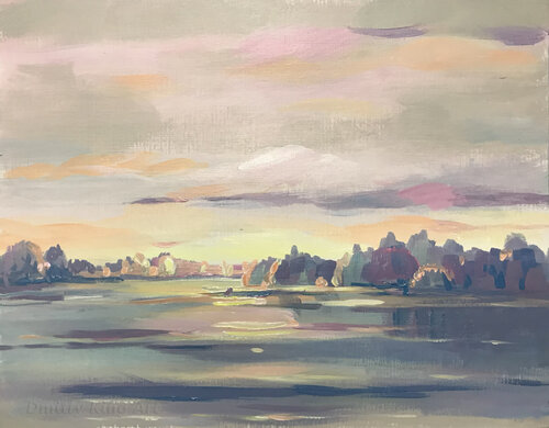 Calm Bay - abstract impressionist landscape painting by Dmitry King, Painting for Sale on Select